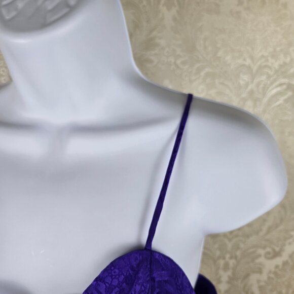 Victoria's Secret Size P Purple Jacquard Chemise Adjustable Straps Button Front - Picture 3 of 10